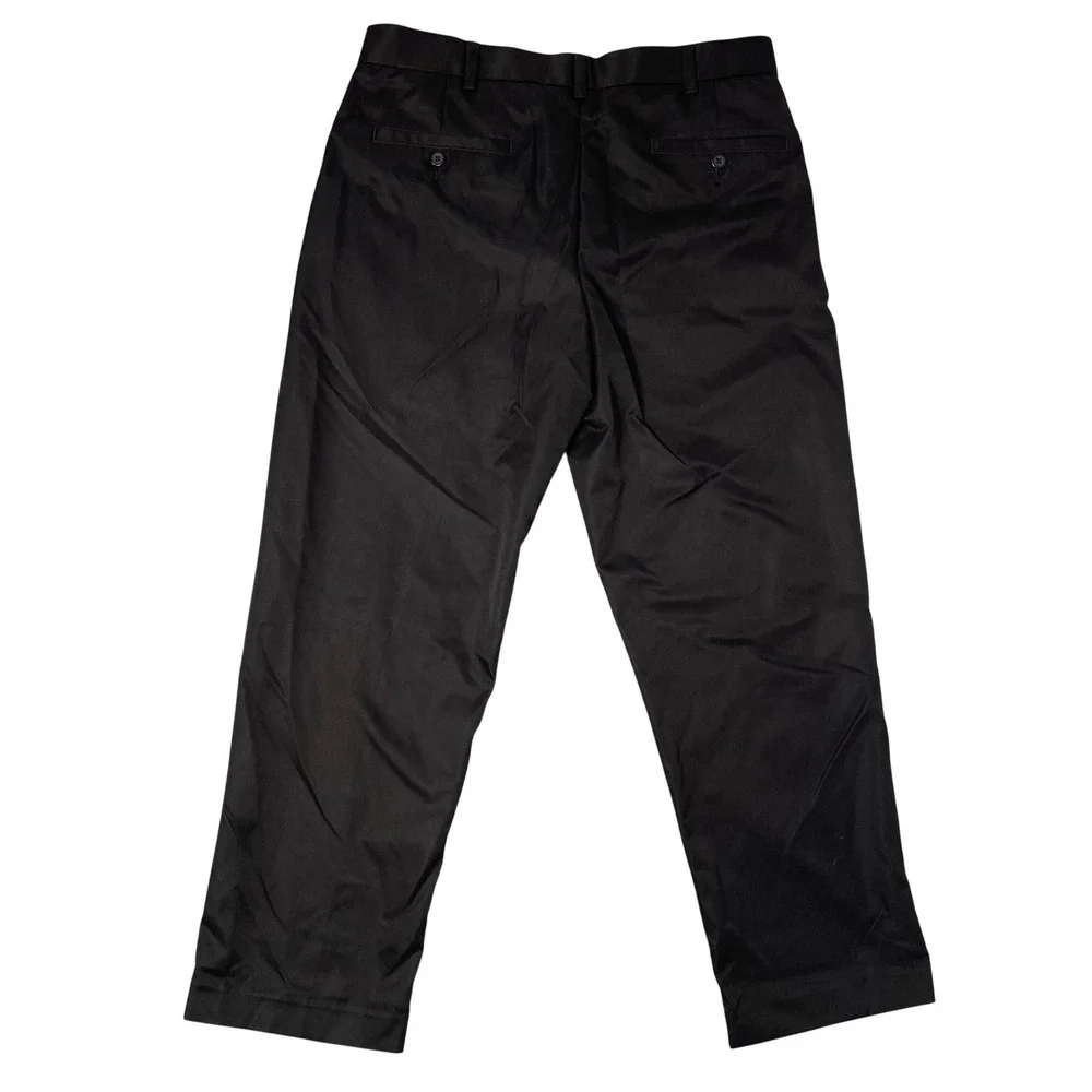 George‎ Mens Black Flat Front Dress Pants Straight Leg Trousers 34x28.5 GM07425